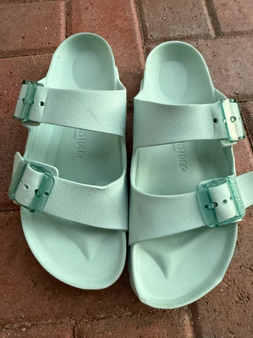 Birkenstock Kids baby blue/ surf green Double-Buckle Slides
